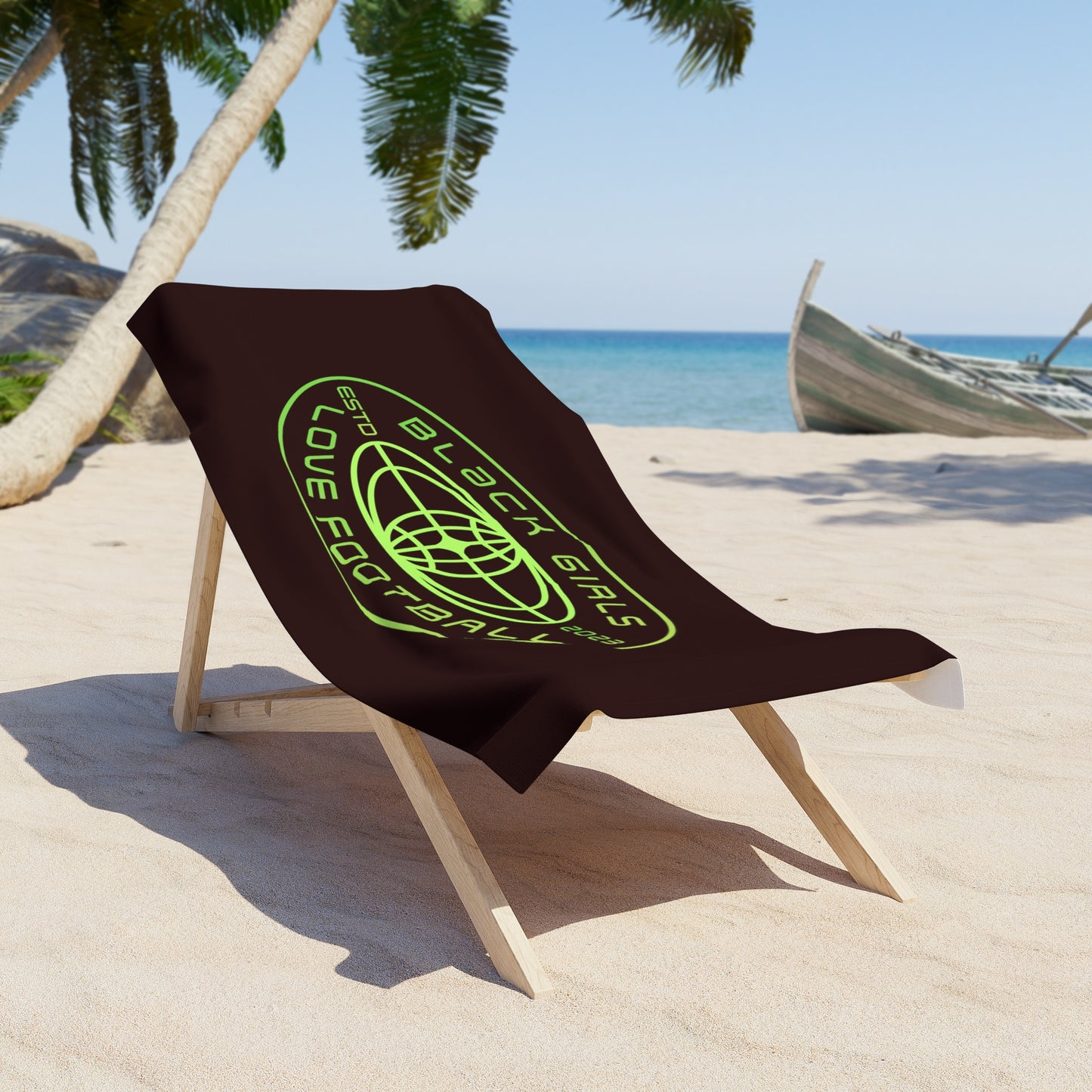 Black Girls Love Football Beach Towel — Neon Logo Sun & Pool Towel