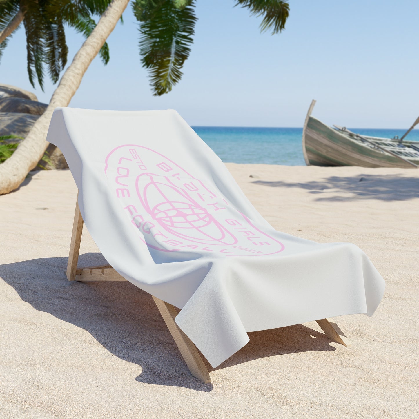Beach Towel — “Black Girls Love Football” Pink Logo Beach Towel
