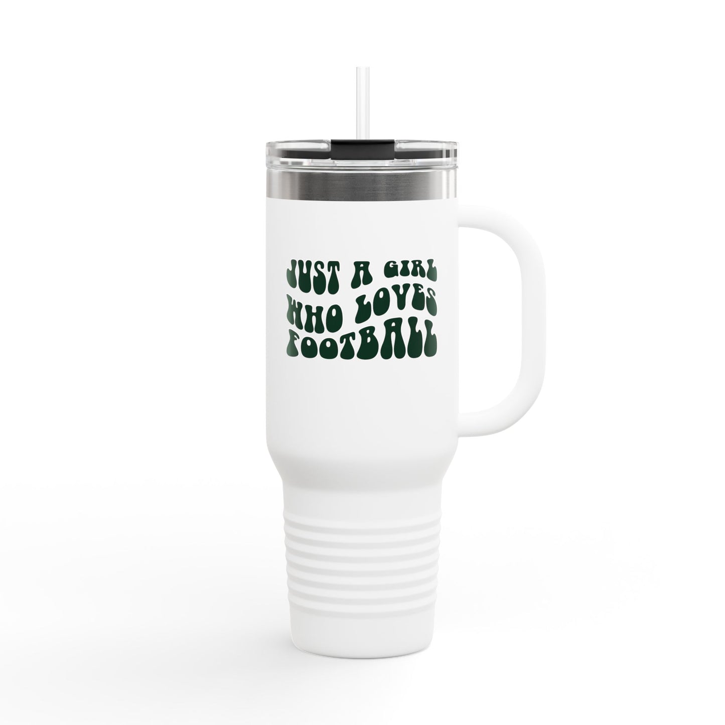 40oz Insulated Travel Mug — "Just a Girl Who Loves Football" Tumbler