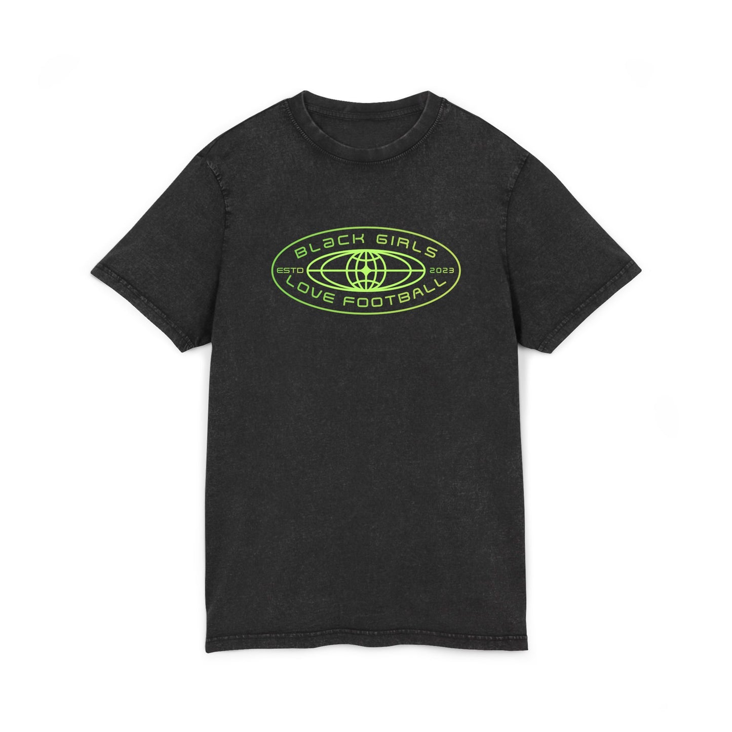 Acid-Wash Tee — "Black Girls Love Football" Graphic Shirt