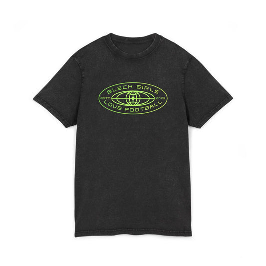 Acid-Wash Tee — "Black Girls Love Football" Graphic Shirt