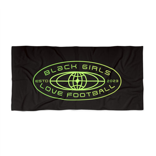Black Girls Love Football Beach Towel — Neon Logo Sun & Pool Towel