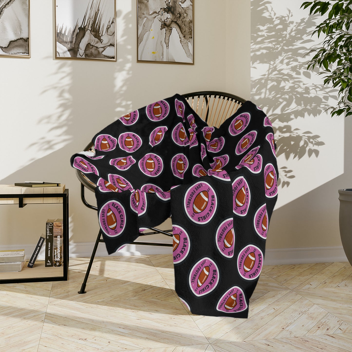 Microfiber Blanket - Black Girls Love Football Cozy Throw